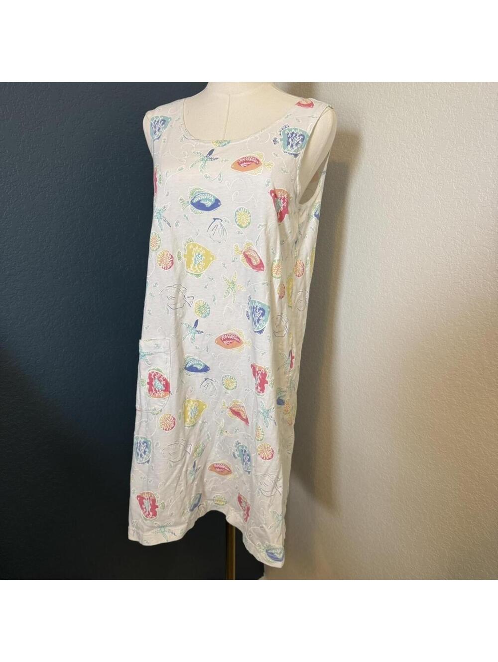 Y2K Fresh Produce fish 100% cotton house dress, small